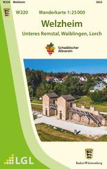 Topographische Wanderkarte Baden-W&uuml;rttemberg Welzheim