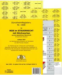 D&uuml;rckheimRegister&reg; BGB im Steuerrecht 2022 MIT STICHWORTEN