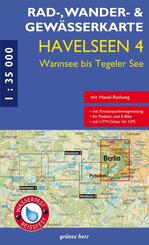 Rad-, Wander- und Gew&auml;sserkarte Havelseen, Wannsee bis Tegeler See.Bl.4