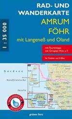 Rad- und Wanderkarte Amrum, F&ouml;hr mit Langene&szlig; und Oland 1:30 000
