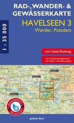 Rad-, Wander- und Gew&auml;sserkarte Havelseen 3 Werder/Potsdam 1:35 000