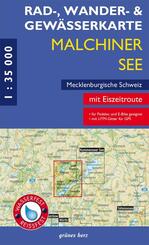 Rad-, Wander- und Gew&auml;sserkarte Malchiner See, Mecklenburgische Schweiz