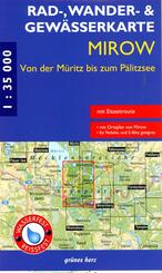 Rad-, Wander- und Gew&auml;sserkarte Mirow - von der M&uuml;ritz zum P&auml;litzsee mit Eiszeitroute