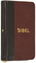 Die Bibel - Schlachter 2000 - Miniaturausgabe (PU-Einband, grau/braun, Goldschnitt, Rei&szlig;verschluss)