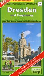 Gro&szlig;e Radwander- und Wanderkarte Dresden und Umgebung