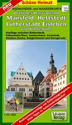Radwander- und Wanderkarte &Ouml;stliches Harzvorland, Mansfeld, Hettstedt, Lutherstadt Eisleben und Umgebung