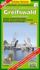 Radwander- und Wanderkarte Universit&auml;ts- und Hansestadt Greifswald und Umgebung