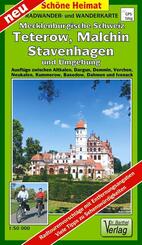 Radwander- und Wanderkarte Mecklenburgische Schweiz, Teterow, Malchin, Stavenhagen und Umgebung
