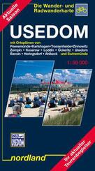 Usedom mit Ortspl&auml;nen von Peenem&uuml;nde, Karlshagen, Trassenheide, Zinnowitz, Zempin, Koserow, Loddin, &Uuml;ckeritz, Usedom, Bansin, Heringsdorf, Ahlbeck und Swinem&uuml;nde