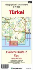 Lykische K&uuml;ste 2 - Kas - Lykischer Weg - Topographische Wanderkarte 1:75.000 T&uuml;rkei (Blatt 7.2)