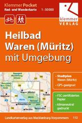 Klemmer Pocket Rad- und Wanderkarte Heilbad Waren (M&uuml;ritz) mit Umgebung 1 : 50 000