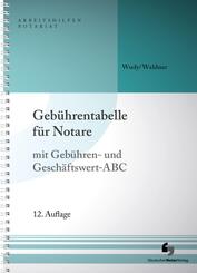 Geb&uuml;hrentabelle f&uuml;r Notare