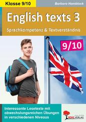 English texts 3 - Sprachkompetenz und Textverst&auml;ndnis / Klasse 9-10