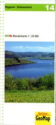 Biggesee - S&uuml;dsauerland Blatt 14, topographische Wanderkarte NRW