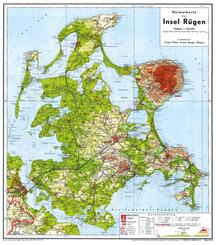 Historische Karte: Insel R&uuml;gen 1949 (gerollt)