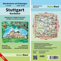 NaturNavi Wanderkarte mit Radwegen Stuttgart Nordwest