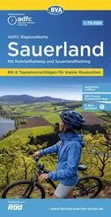 BVA ADFC Regionalkarte Sauerland mit Tagestouren-Vorschl&auml;gen 1:75.000