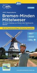 BVA ADFC Regionalkarte Bremen-Minden Mittelweser 1:75.000