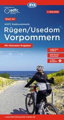 BVA ADFC Radtourenkarte R&uuml;gen/Usedom Vorpommern 1:150.000