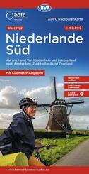 BVA ADFC Radtourenkarte Niederlande S&uuml;d, mit Knotenpunkten 1:150.000