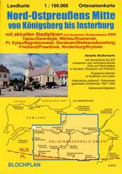 Landkarte Nord-Ostpreu&szlig;ens Mitte von K&ouml;nigsberg bis Insterburg