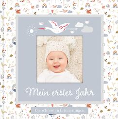 Babyalbum mit Fensterausschnitt f&uuml;r das 1. Lebensjahr zum Eintragen der sch&ouml;nsten Momente und Erinnerungen mit Platz f&uuml;r Fotos | genderneutral f&uuml;r Jungen und M&auml;dchen