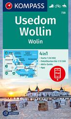 KOMPASS Wanderkarte 738 Insel Usedom - Insel Wollin/Wolin 1:50.000