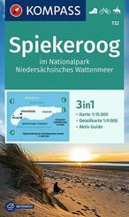 KOMPASS Wanderkarte 732 Spiekeroog im Nationalpark NIeders&auml;chsisches Wattenmeer 1:15.000