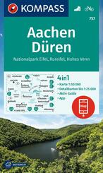 KOMPASS Wanderkarte 757 Aachen, D&uuml;ren, Nationalpark Eifel, Rureifel, Hohes Venn 1:50.000