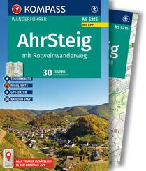 KOMPASS Wanderf&uuml;hrer Ahrsteig mit Rotweinwanderweg, 30 Touren/Etappen mit Extra-Tourenkarte