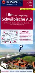 KOMPASS Fahrradkarte 3346 Ulm und Umgebung, Schw&auml;bische Alb 1:70.000