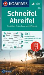 KOMPASS Wanderkarte 836 Schneifel, Ahreifel, Schleiden, Pr&uuml;m, Daun, Eifelsteig 1:50.000