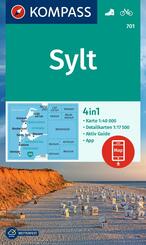 KOMPASS Wanderkarte 701 Sylt mit Ortspl&auml;nen 1:40.000