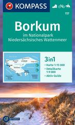 KOMPASS Wanderkarte 727 Borkum im Nationalpark Nieders&auml;chsisches Wattenmeer 1:15.000