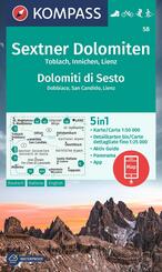 KOMPASS Wanderkarte 58 Sextner Dolomiten, Toblach, Innichen, Lienz / Dolomit di Sesto, Dobbiaco, San Candido, Lienz 1:50.000