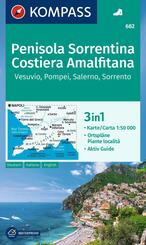 KOMPASS Wanderkarte 682 Penisola Sorrentina, Costiera Amalfitana, Vesuvio, Pompei, Salerno, Sorrento 1:50.000
