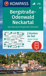 KOMPASS Wanderkarten-Set 827 Bergstra&szlig;e-Odenwald, Neckartal, Geo-Naturpark Bergstra&szlig;e-Odenwald (2 Karten) 1:50.000