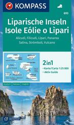 KOMPASS Wanderkarte 693 Liparische Inseln, Isole E&oacute;lie o L&igrave;pari, Alicudi, Filicudi, L&igrave;pari, Panarea, Salina, Str&oacute;mboli, Vulcano 1:25.000