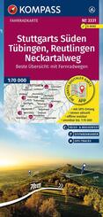 KOMPASS Fahrradkarte 3331 Stuttgarts S&uuml;den, T&uuml;bingen, Reutlingen, Neckartalweg 1:70.000