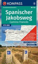 KOMPASS Wanderkarte 133 Spanischer Jakobsweg, Camino Franc&eacute;s 1:100.000