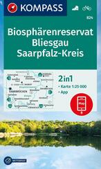 KOMPASS Wanderkarte 824 Biosph&auml;renreservat Bliesgau & Saarpfalz-Kreis 1:25.000