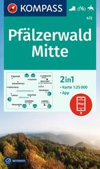 KOMPASS Wanderkarte 472 Pf&auml;lzerwald Mitte 1:25.000