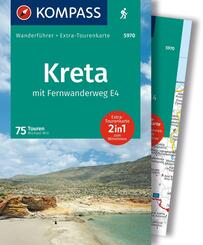 KOMPASS Wanderf&uuml;hrer Kreta mit Weitwanderweg E4, 75 Touren mit Extra-Tourenkarte