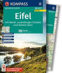 KOMPASS Wanderf&uuml;hrer Eifel mit Mosel, Luxemburger Schweiz und Hohem Venn, 70 Touren mit Extra-Tourenkarte