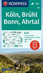KOMPASS Wanderkarte 758 K&ouml;ln, Br&uuml;hl, Bonn, Ahrtal 1:50.000