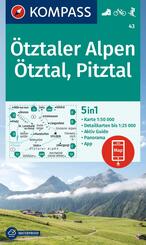 KOMPASS Wanderkarte 43 &Ouml;tztaler Alpen, &Ouml;tztal, Pitztal 1:50.000