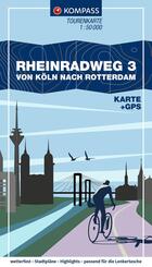 KOMPASS Fahrrad-Tourenkarte Rheinradweg 3, von K&ouml;ln nach Rotterdam 1:50.000
