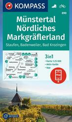 KOMPASS Wanderkarte 890 M&uuml;nstertal, N&ouml;rdliches Markgr&auml;flerland, Staufen, Badenweiler, Bad Krozingen 1:25.000