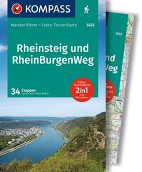 KOMPASS Wanderf&uuml;hrer Rheinsteig RheinBurgenWeg, 34 Etappen mit Extra-Tourenkarte