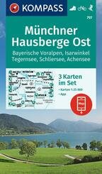 KOMPASS Wanderkarten-Set 797 M&uuml;nchner Hausberge Ost, Bayerische Voralpen, Isarwinkel, Tegernsee, Schliersee, Achensee (3 Karten) 1:25.000